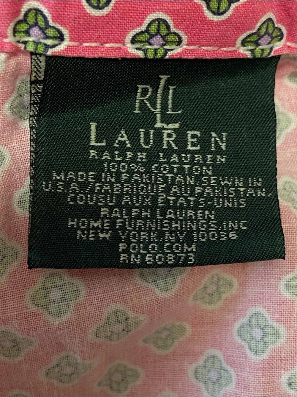 Ralph Lauren Studio Foulard Azalea Hot Pink Queen Sheet Vintage Green Tag